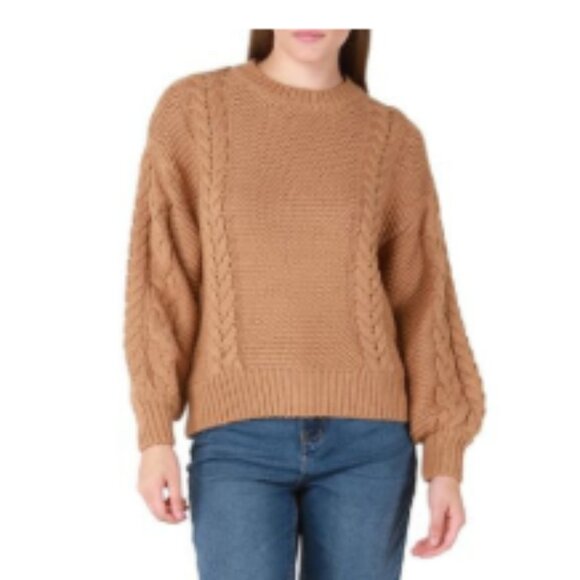 (NWT) Dex - tan crewneck cable-knit fall sweater - Picture 1 of 1
